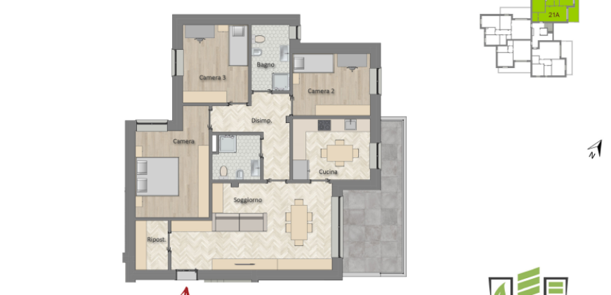 QUADRILOCALE CON TERRAZZO (IF-Sestolife-21a)